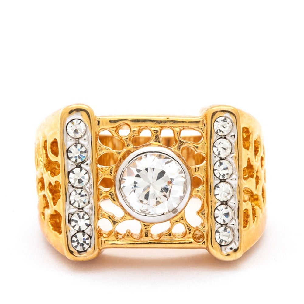 18K Gold & Cubic Zirconia Geometric Ring